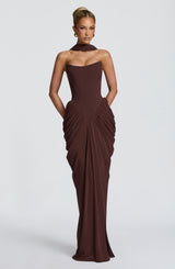 Noura Maxi Dress - Plum Brown