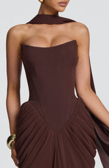 Noura Maxi Dress - Plum Brown
