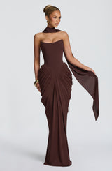 Noura Maxi Dress - Plum Brown