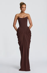 Noura Maxi Dress - Plum Brown