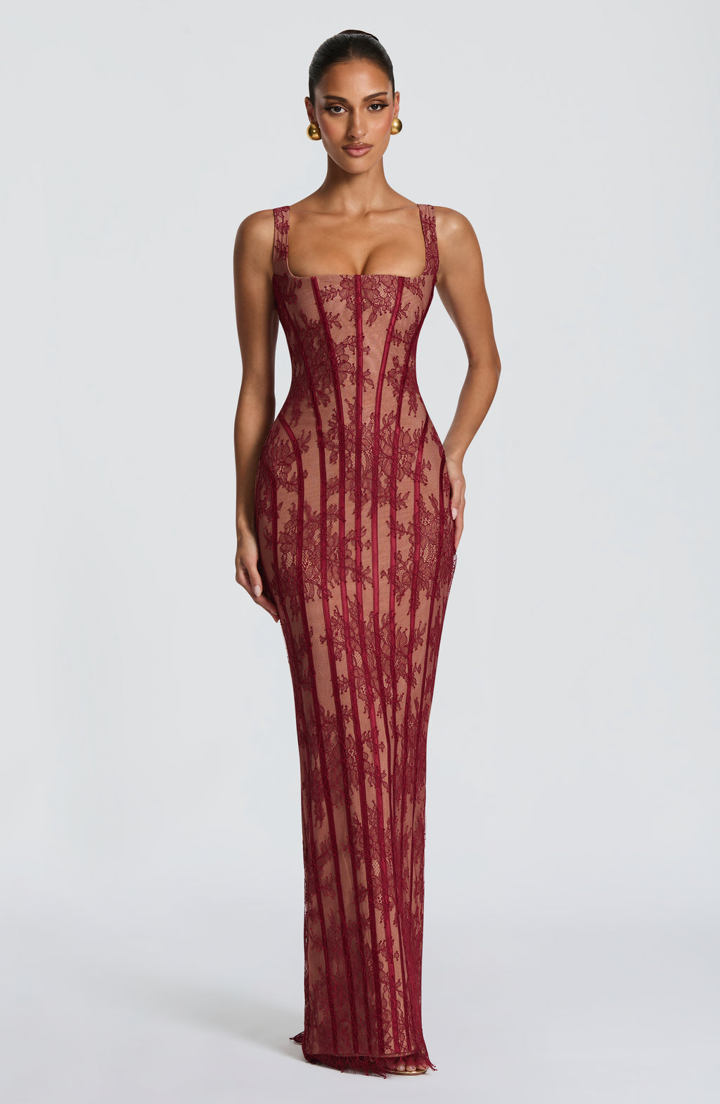 burgundy maxi dress lace Shop the Polina Maxi Dress - Burgundy