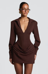 Brietta Mini Dress - Plum Brown