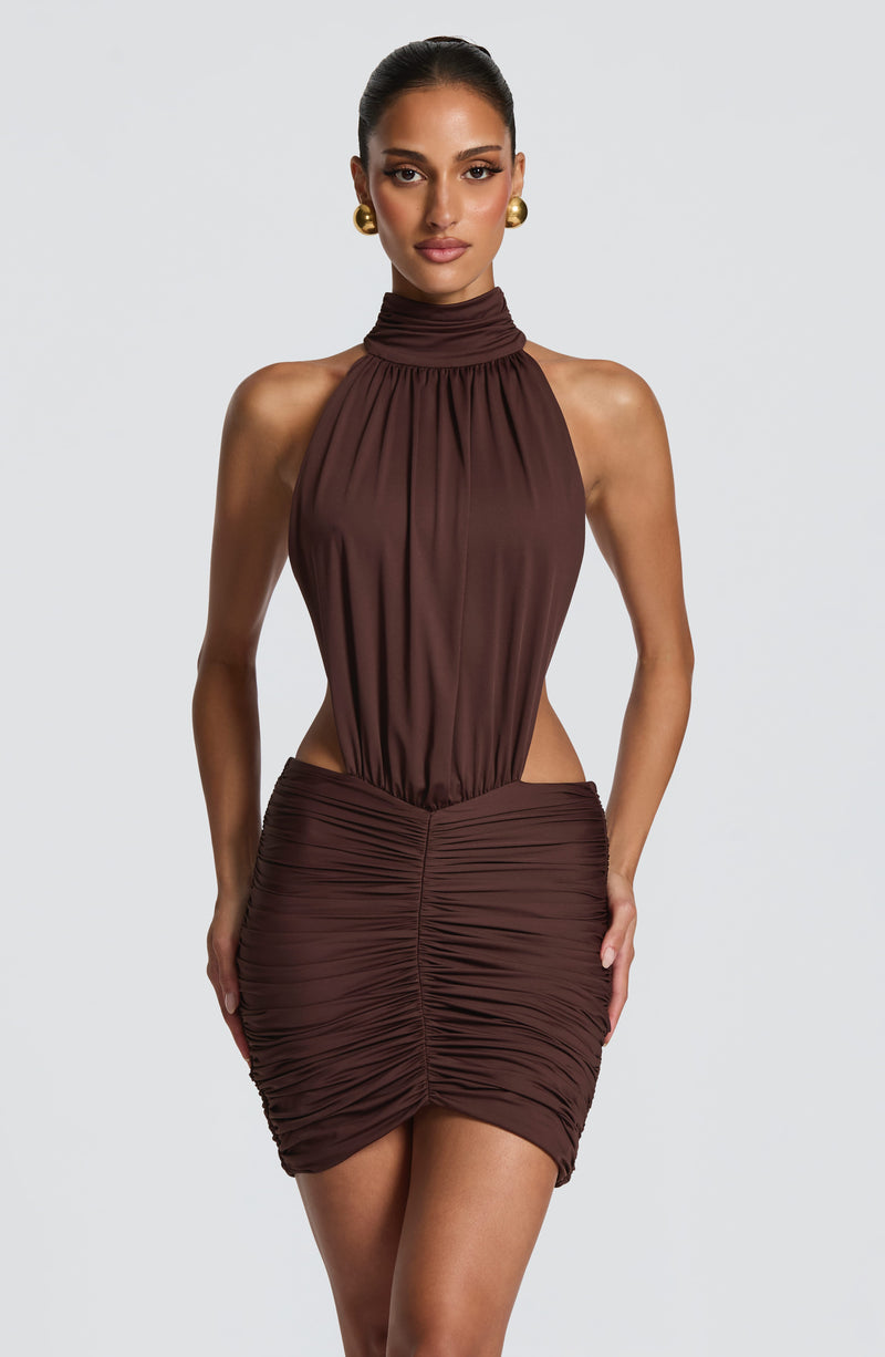 Babyboo Thekla Mini Dress in Plum Brown Size S