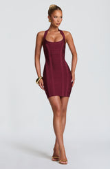 Velvette Bandage Mini Dress - Cherry Lacquer