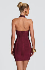 Velvette Bandage Mini Dress - Cherry Lacquer