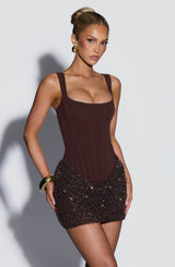 Yeona Mini Dress - Plum Brown