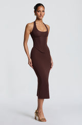 Roberta Midi Dress - Plum Brown