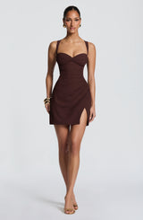 Everette Mini Dress - Plum Brown