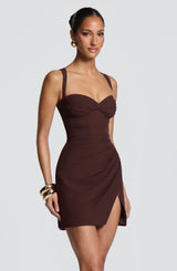 Everette Mini Dress - Plum Brown