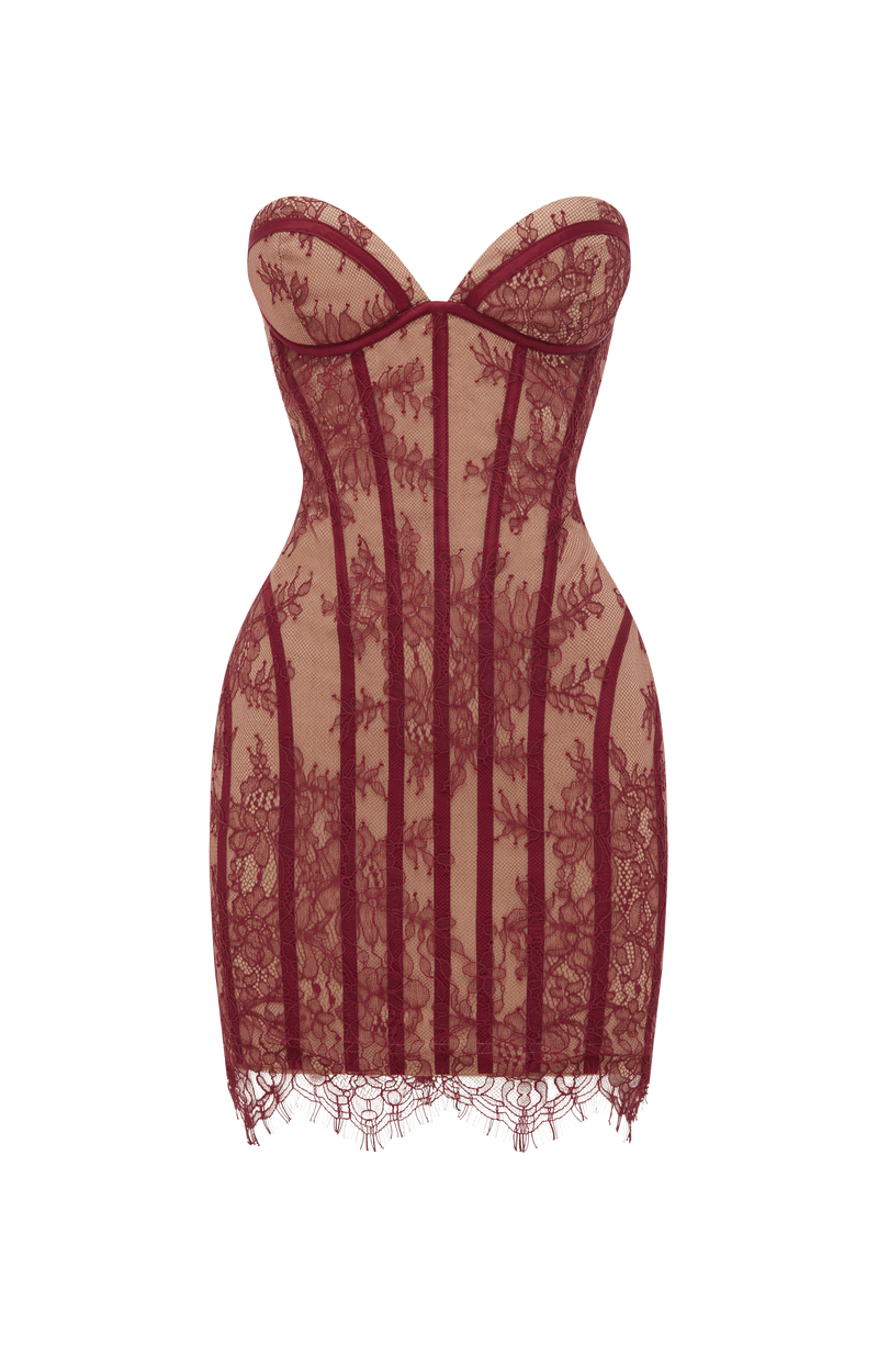 burgundy lingerie dress Babyboo Sian Mini in Size M Size:8½ complemented by delicate tulle Meadow Maxi Dress Cream/Dusty SilkFlex