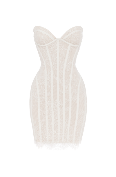 Sian Mini Dress - Ivory Embellishment-Mini Dress