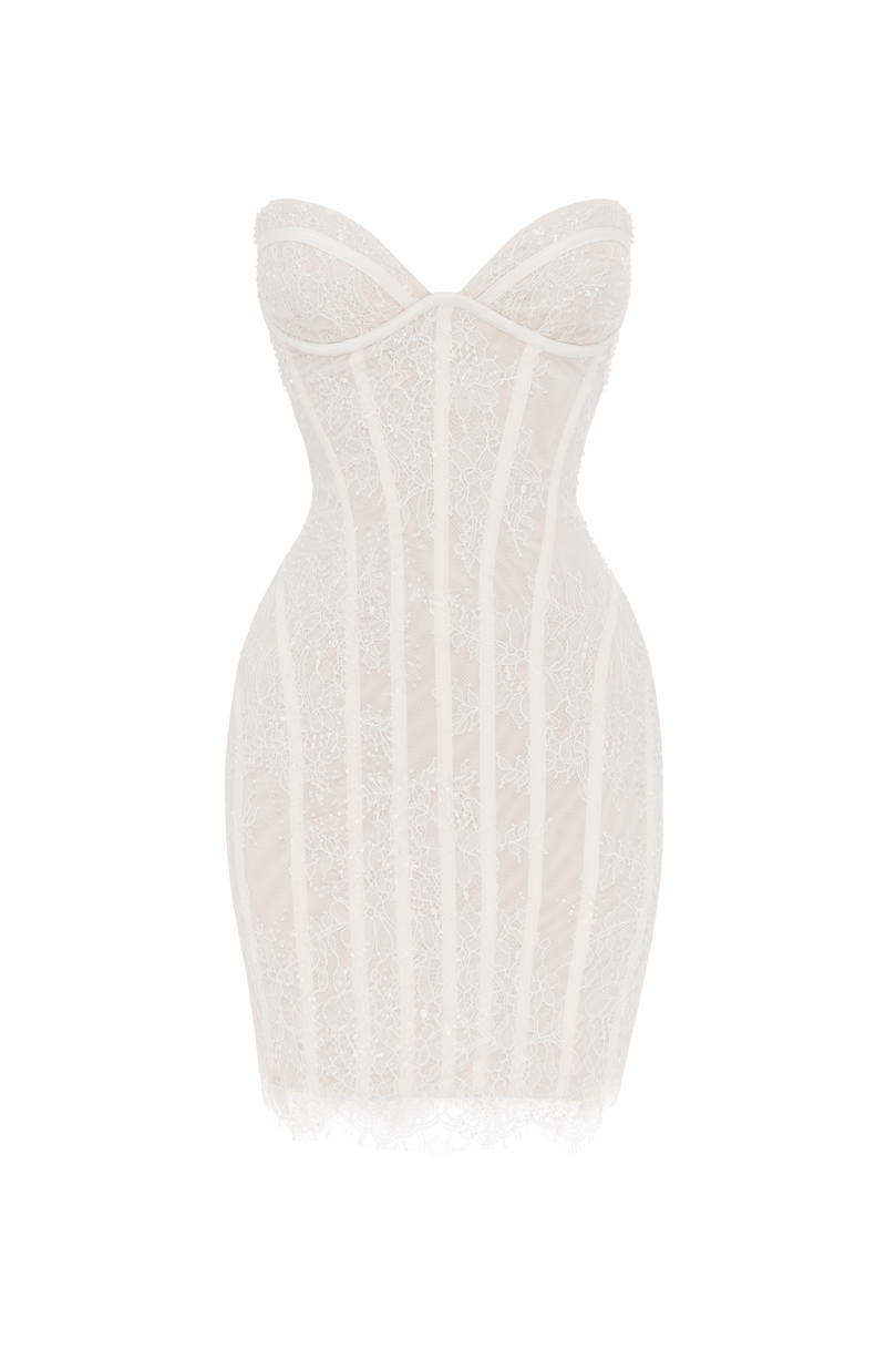 Sian Mini Dress - Ivory Embellishment-Mini Dress