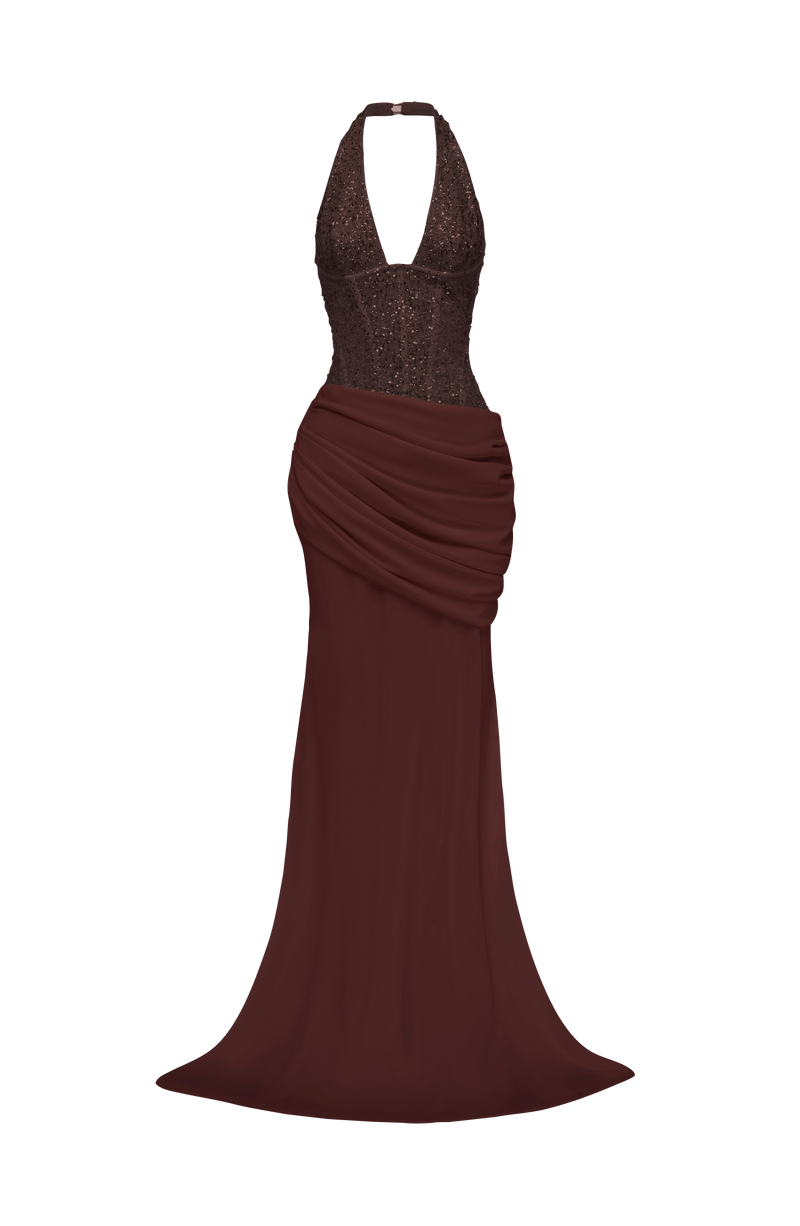 Babyboo Taylor Gown in Plum Brown Size M