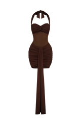 Vixen Mini Dress - Plum Brown