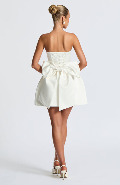 abbey mini dress Abbey Mini Dress Ivory | Strapless Satin Dress