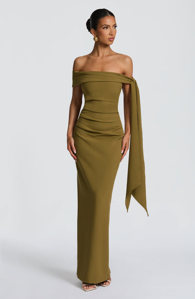 Green Maxi Dress - Addie Maxi Dress - Deep Olive
