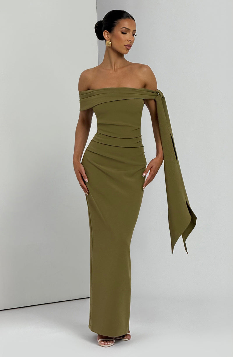 Addie Maxi Dress - Deep Olive Dress Babyboo Fashion Premium Exclusive Design