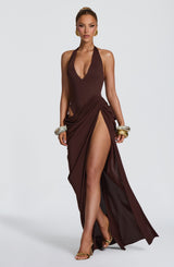Adele Maxi Dress - Plum Brown Dress Babyboo Fashion Premium Exclusive Design