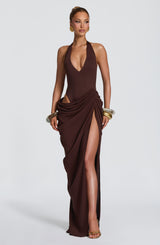 Adele Maxi Dress - Plum Brown Dress XS Babyboo Fashion Premium Exclusive Design
