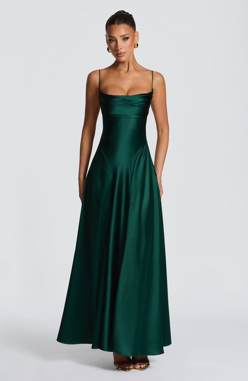 green emerald velvet dress Adina Maxi Dress main image 1