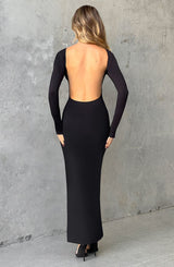 Aleena Maxi Dress - Jet Black Dress Babyboo Fashion Premium Exclusive Design