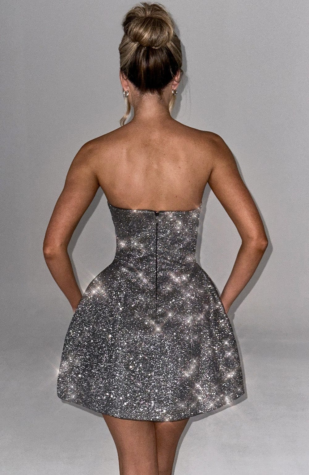 Alice Mini Dress - Grey Sparkle – Babyboo Fashion