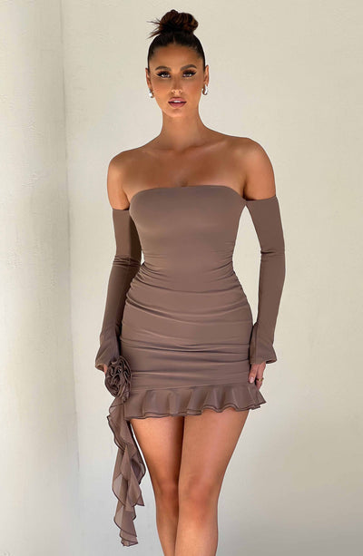Alix Mini Dress - Chocolate Babyboo Fashion Alix Mini Dress - Chocolate Babyboo Fashion