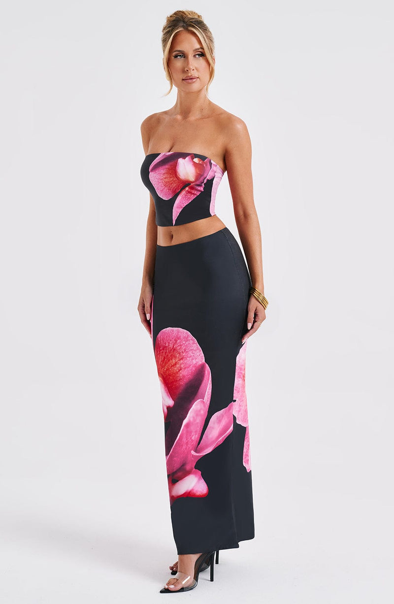 Allegra Maxi Skirt - Black Floral Print Skirt Babyboo Fashion Premium Exclusive Design