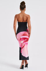 Allegra Midi Dress - Black Floral Print Dress Babyboo Fashion Premium Exclusive Design