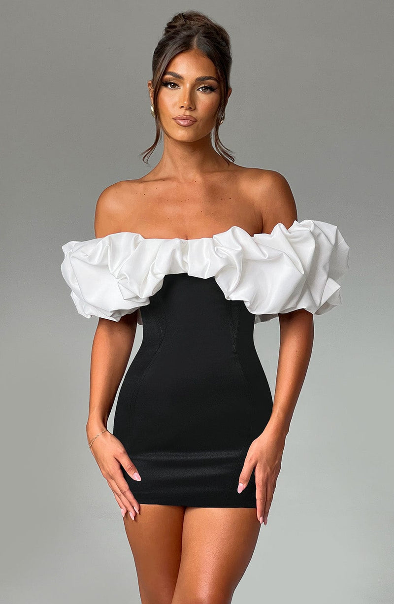 Allie Mini Dress - Black/White Dress Babyboo Fashion Premium Exclusive Design