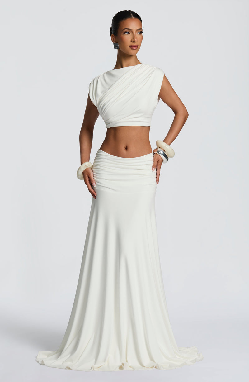 amara white stretch cotton corset midi dress Ivory Amara Blouse, S