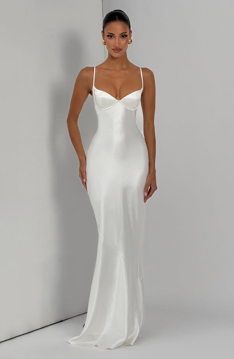 silk dress ivory Amorette Maxi Dress