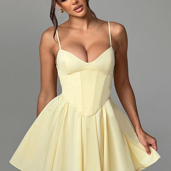 antonella mini dress lemon Antonella Mini Dress Chic Satin Bodycon Partywear for Women