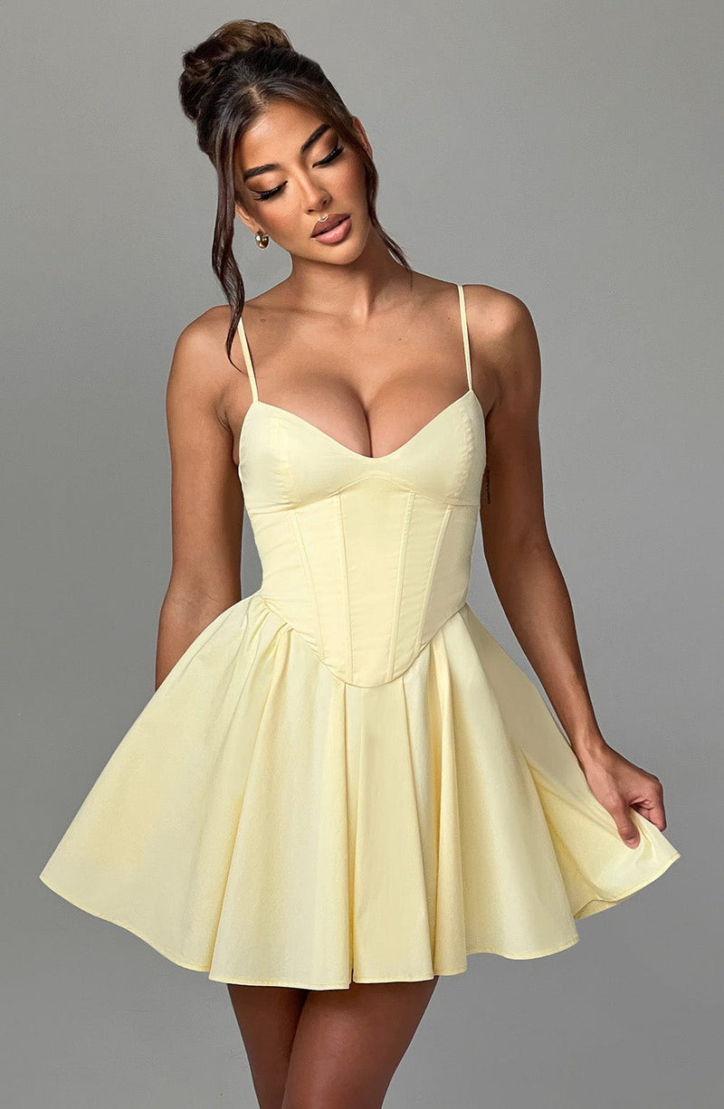 Analeigh Mini Dress - Lemon Babyboo Fashion Analeigh Mini Dress - Lemon Babyboo Fashion