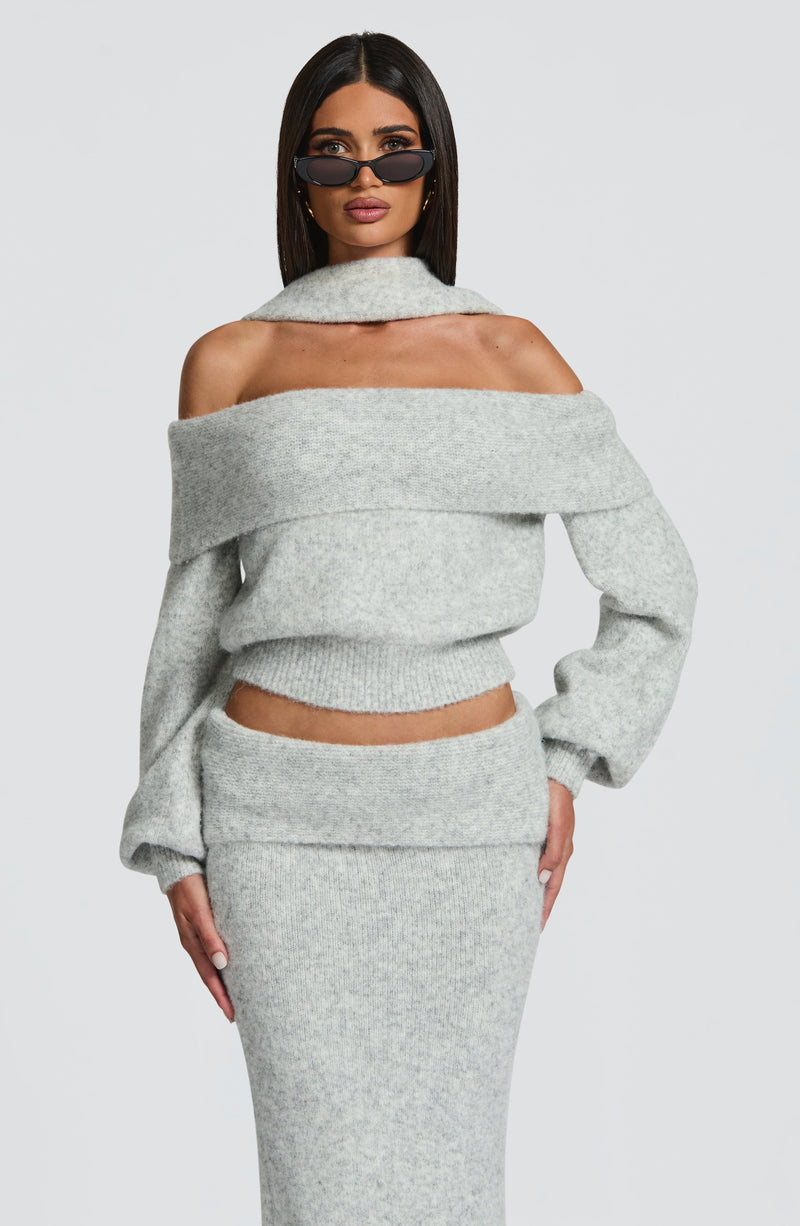 Andie Maxi Skirt - Light Grey Marl Skirt Babyboo Fashion Premium Exclusive Design