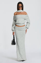 Andie Maxi Skirt - Light Grey Marl Skirt Babyboo Fashion Premium Exclusive Design