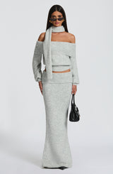 Andie Maxi Skirt - Light Grey Marl Skirt Babyboo Fashion Premium Exclusive Design