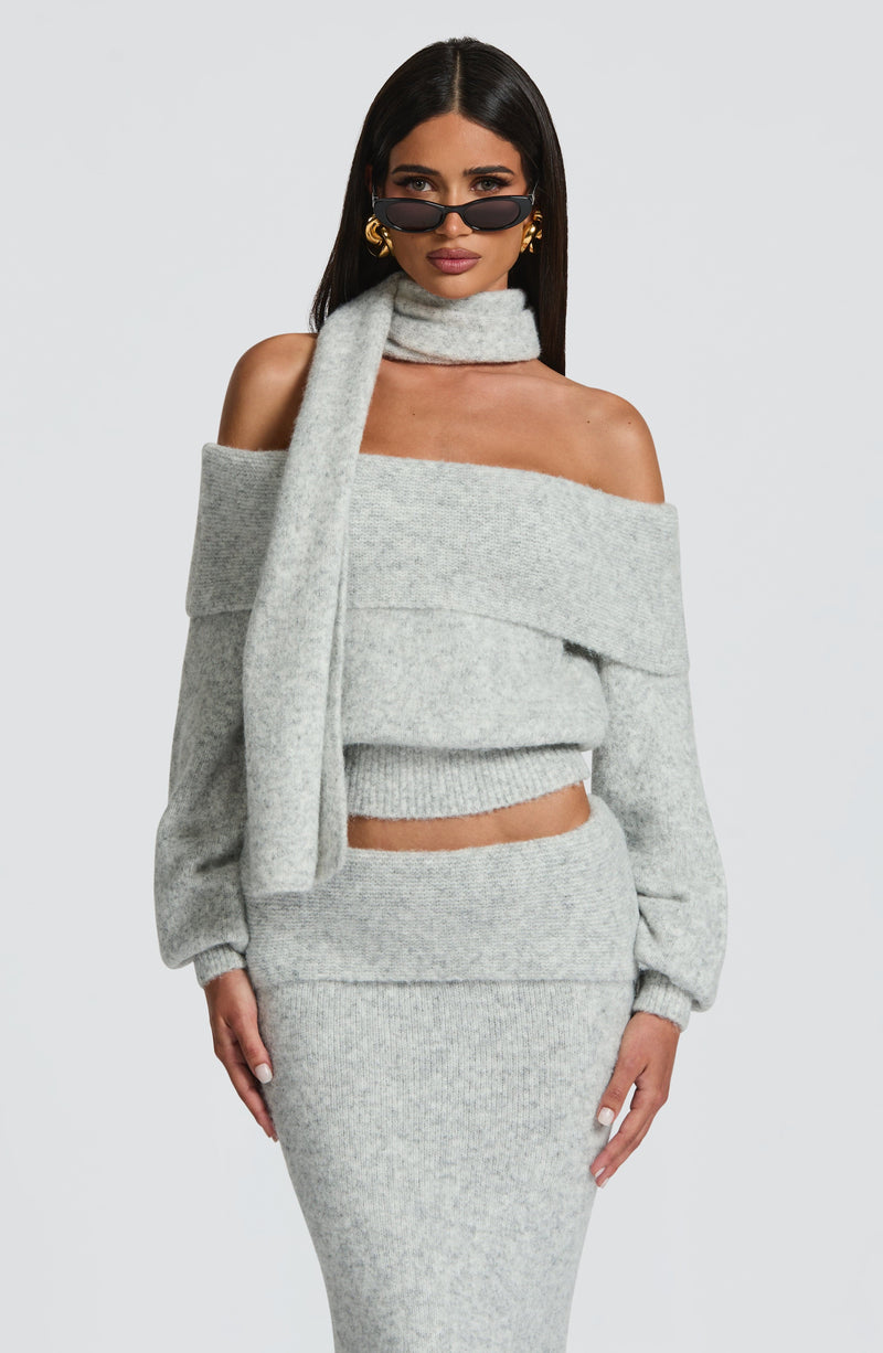 Andie Top - Light Grey Marl Tops Babyboo Fashion Premium Exclusive Design