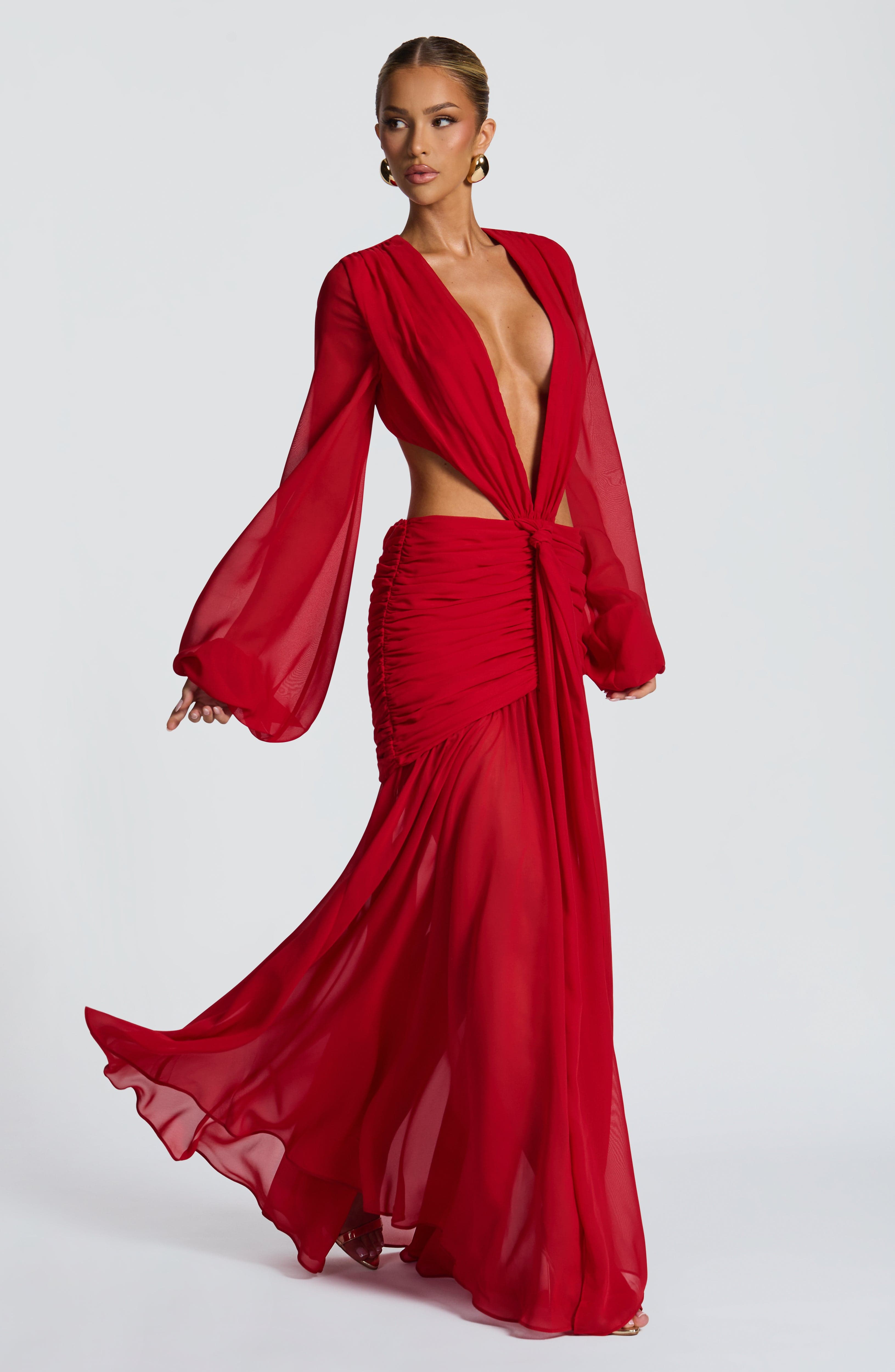 Buy Red Maxi Dress - Andrina Maxi Dress by Babyboo Fashion