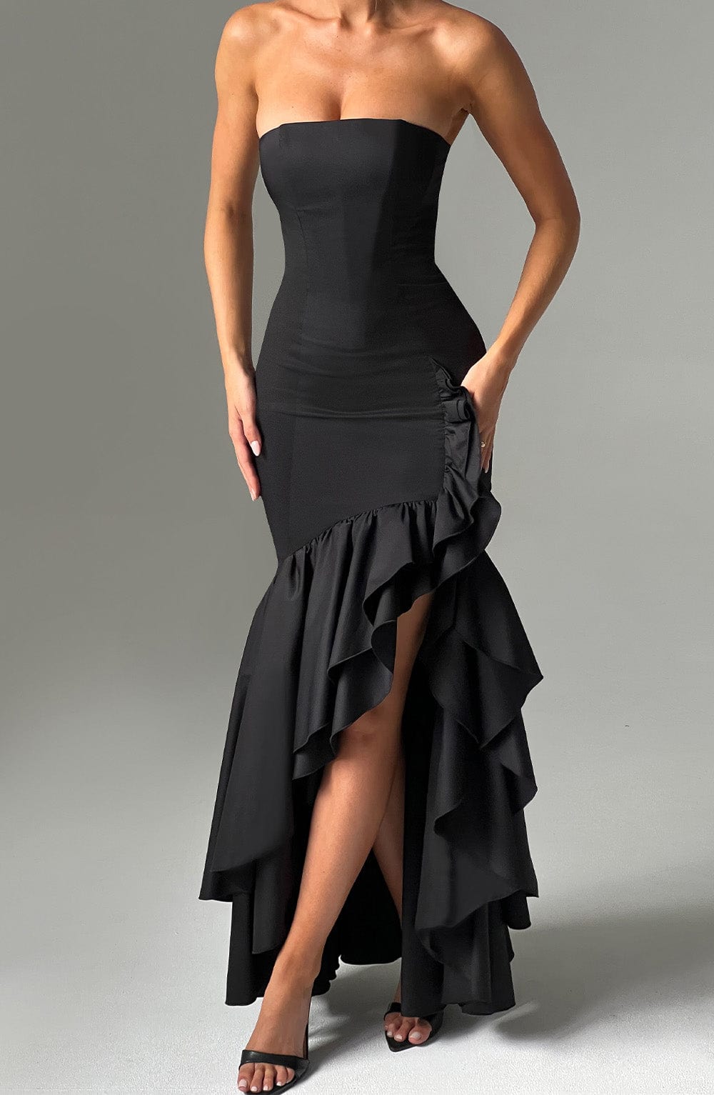 Angelina Maxi Dress - Black/White