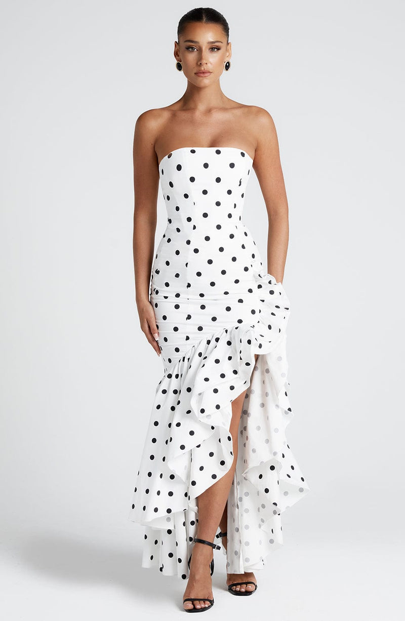 Angelina Maxi Dress - Black Polka Dot Print Angelina Maxi Dress - Black Polka Dot Print