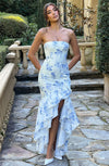 Angelina Maxi Dress - Blue Floral Print Dress Babyboo Fashion Premium Exclusive Design