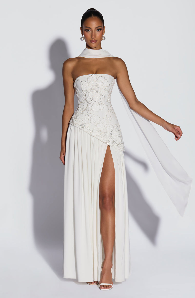 knee length dresses for ladies White Maxi Dress - Anneliese Maxi Dress