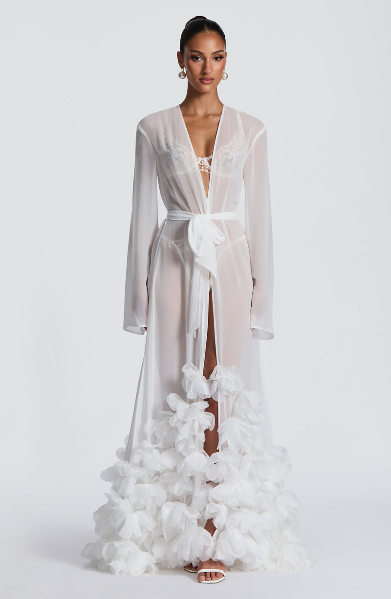 White Dressing Gown - Anwen Dressing Gown - Ivory | Babyboo Fashion White Dressing Gown - Anwen Dressing Gown - Ivory | Babyboo Fashion