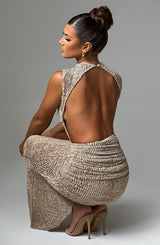 Aphrodite Midi Dress - Beige Dress Babyboo Fashion Premium Exclusive Design