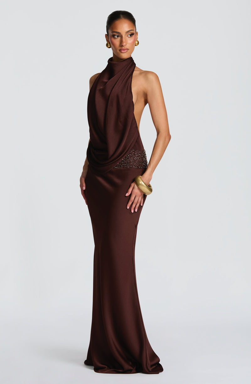 Armelle Maxi Dress - Plum Brown Dress Babyboo Fashion Premium Exclusive Design