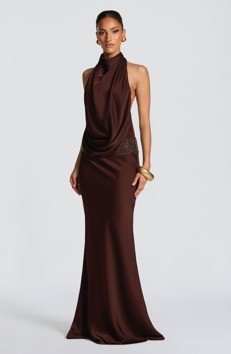 Babyboo Armelle Maxi Dress in Plum Brown Size XL