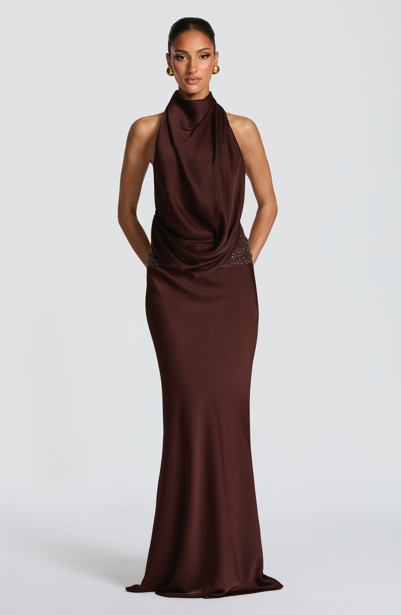 Armelle Maxi Dress - Plum Brown Dress Babyboo Fashion Premium Exclusive Design
