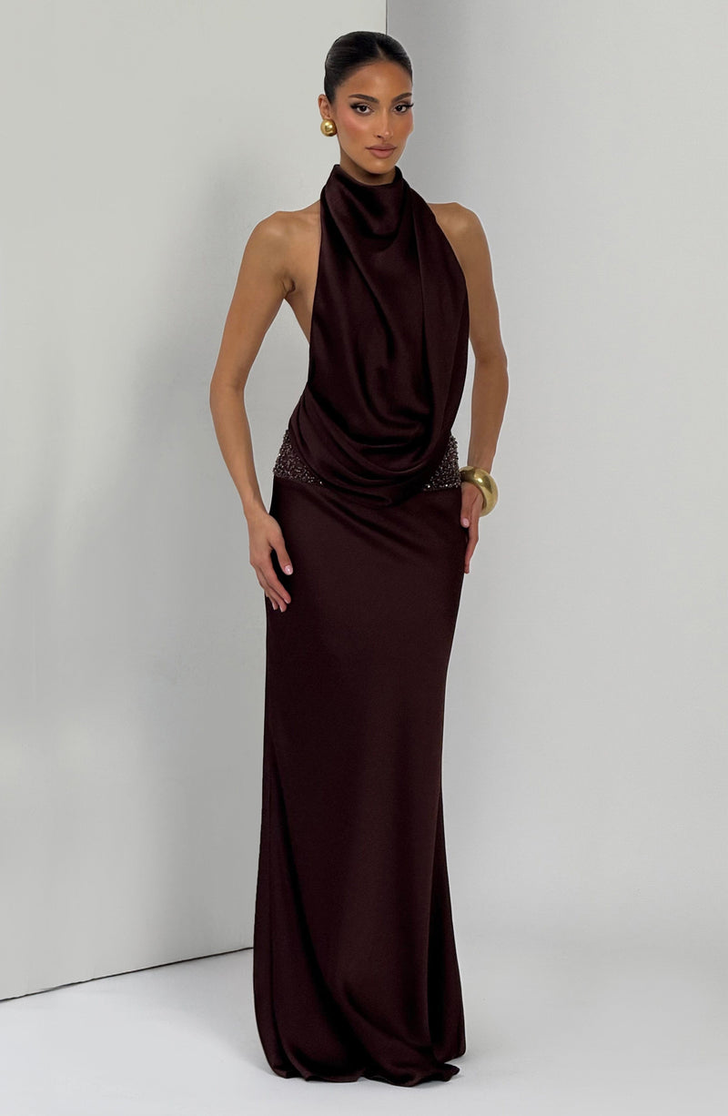 Armelle Maxi Dress - Plum Brown Dress Babyboo Fashion Premium Exclusive Design