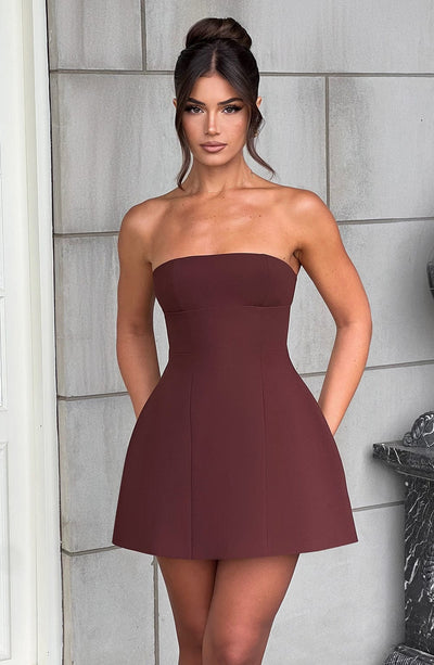 Asha Mini Dress - Brown Babyboo Fashion Asha Mini Dress - Brown Babyboo Fashion
